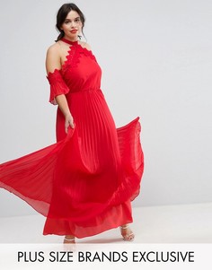Платье-халтер макси с плиссированной юбкой Truly You - Красный