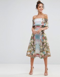 Платье миди для выпускного с цветочным принтом ASOS PREMIUM - Мульти