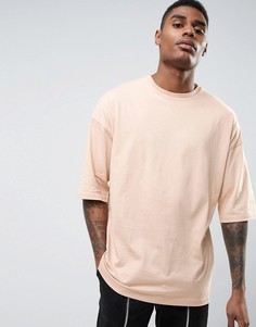 Бежевая oversize-футболка с короткими рукавами ASOS - Бежевый