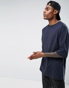 Темно-синяя oversize-футболка с короткими рукавами ASOS - Темно-синий
