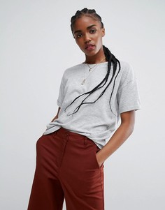 Свободная футболка с закатанными рукавами ASOS - Серый