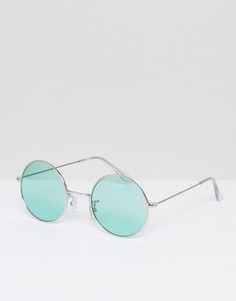 Большие круглые солнцезащитные очки со стеклами мятного цвета Jeepers Peepers - Зеленый