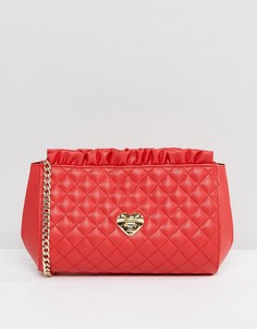 Стеганая сумка на плечо с рюшами Love Moschino - Красный