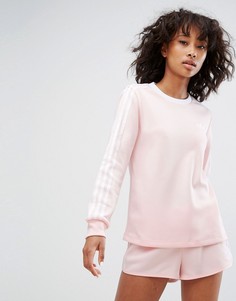 Бледно-розовый лонгслив с тремя полосами adidas - Розовый