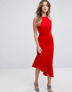 Атласное платье миди с каскадным краем Lavish Alice - Красный