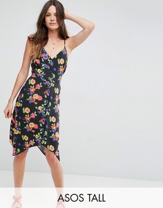 Сарафан на пуговицах с асимметричным подолом и цветочным принтом ASOS TALL - Мульти