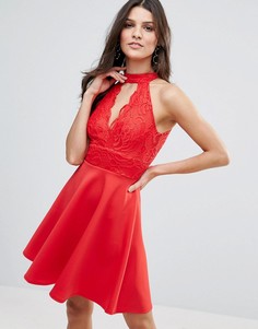 Короткое приталенное платье с чокером Jessica Wright - Оранжевый