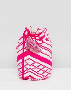 Сумка-мешок через плечо с вышивкой и кисточками Ashiana - Розовый