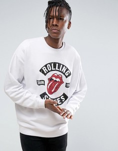 Свободный свитшот с принтом Rolling Stones ASOS - Белый