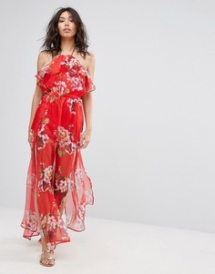 Платье макси с цветочным принтом PrettyLittleThing - Красный
