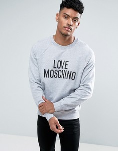Серый свитшот с тисненым логотипом Love Moschino - Серый