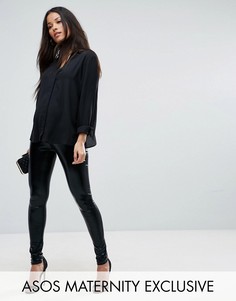 Блестящие леггинсы ASOS Maternity - Черный