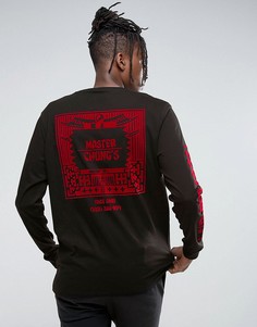 Свободный лонгслив с флоковым принтом Master Chung на спине и рукавах ASOS - Черный