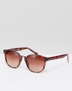 Солнцезащитные очки в круглой черепаховой оправе ржавого цвета AJ Morgan - Коричневый