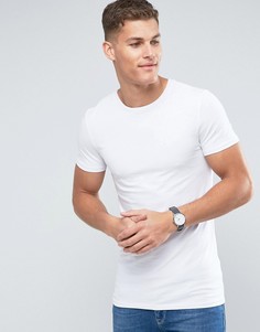 Длинная обтягивающая футболка с круглым вырезом ASOS - Белый