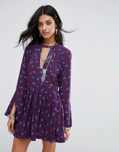 Платье с принтом Free People Tegan - Фиолетовый