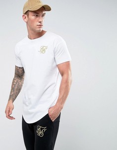 Белая футболка с золотистым логотипом SikSilk - Белый