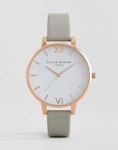 Серые часы с кожаным ремешком и большим циферблатом Olivia Burton OB15BDW02 - Серый