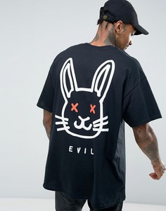 Oversize-футболка с принтом кролика и надписью Evil на спине New Love Club - Черный