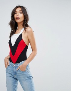 Боди в стиле колор блок с сетчатой вставкой PrettyLittleThing - Мульти