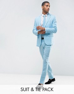 Голубой облегающий костюм и галстук OppoSuits PROM - Синий