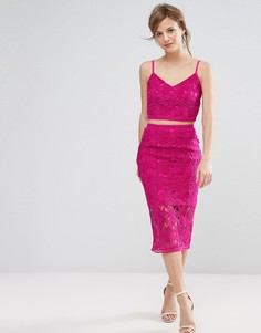 Кружевная юбка миди New Look - Розовый