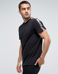 Черная футболка с розовой контрастной отделкой New Look - Черный