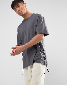 Серая футболка со шнуровкой по бокам New Look - Серый