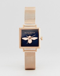 Часы цвета розового золота с пчелой на циферблате Olivia Burton OB16AM96 - Золотой
