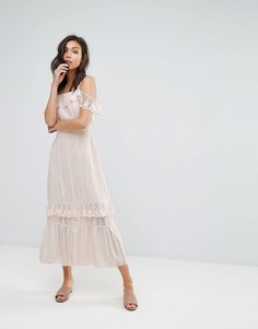 Платье макси с открытыми плечами Vero Moda - Белый