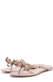 Резиновые шлепанцы Rockstud с бантом Valentino