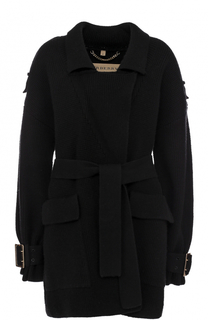 Удлиненный кашемировый кардиган с поясом Burberry