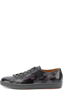 Кожаные кеды с камуфляжным принтом Santoni