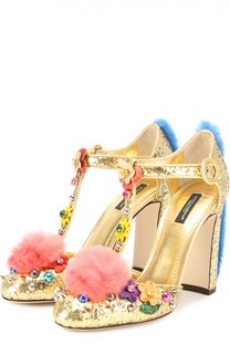 Туфли Vally с глиттером и декором Dolce &amp; Gabbana