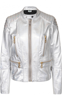 Кожаная куртка с металлизированной отделкой и принтом на спинке Kenzo