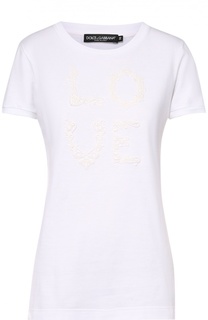 Приталенная футболка с кружевным принтом Dolce &amp; Gabbana