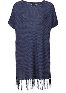 Пончо с бахромой (темно-синий) Bonprix