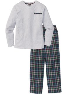 Пижама (светло-серый меланж в клетку) Bonprix