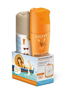 Набор для ухода за телом Vichy CAPITAL IDEAL SOLEIL Увлажняющий спрей активатор загара для тела spf50+ 200мл, пляжная сумка