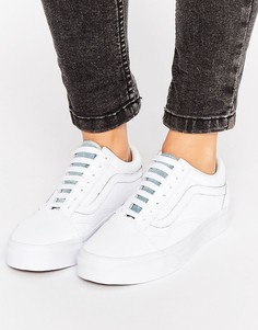 Белые кожаные кроссовки с джинсовой вставкой Vans Old Skool - Мульти