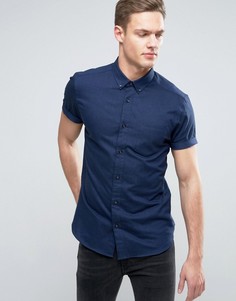 Узкая рубашка с короткими рукавами Burton Menswear - Темно-синий
