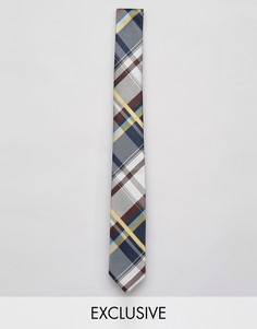 Узкий галстук в клетку Reclaimed Vintage Inspired - Синий