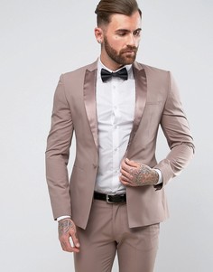 Розовый смокинг скинни с атласными лацканами ASOS - Светло-серый