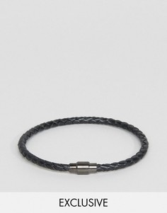 Черный кожаный плетеный браслет Seven London эксклюзивно для ASOS - Черный