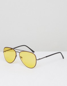 Солнцезащитные очки-авиаторы с желтыми стеклами ASOS - Желтый