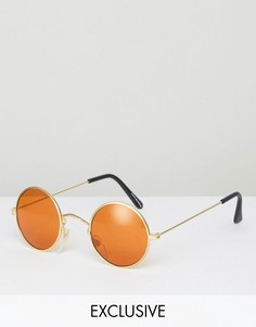Круглые очки с оранжевыми стеклами Reclaimed Vintage - Золотой