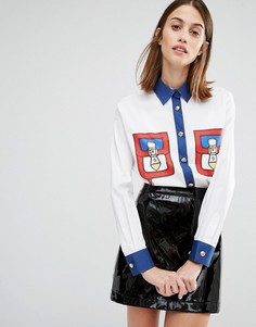 Рубашка с принтом в виде карманов Love Moschino - Белый