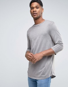 Светло-серая футболка с рукавами 3/4 и асимметричным краем New Look - Светло-серый
