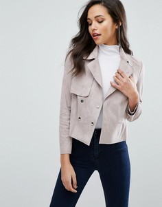 Байкерская куртка из искусственной замши Miss Selfridge - Розовый