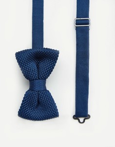 Темно-синий вязаный галстук-бабочка в футляре 7X - Темно-синий